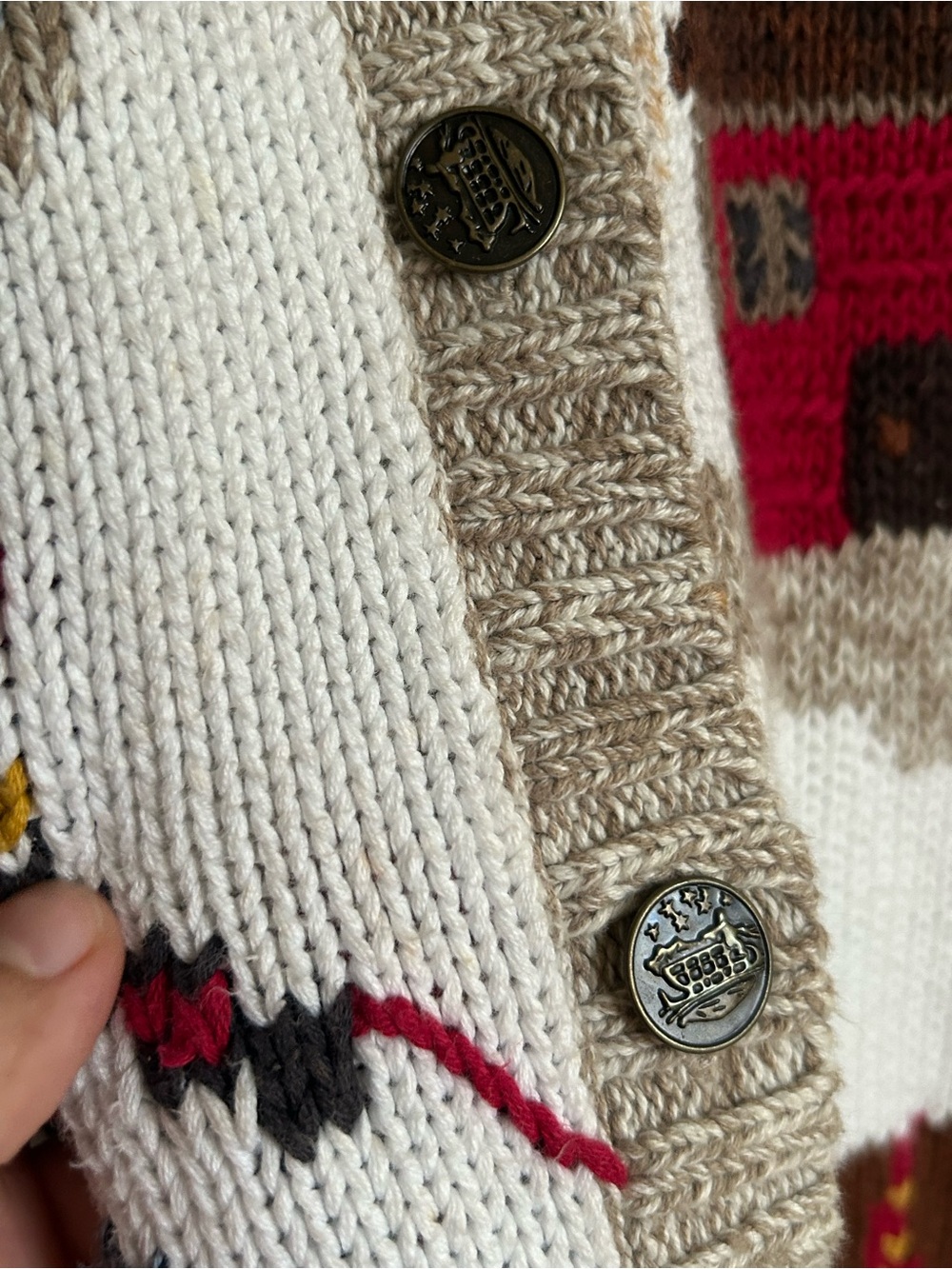 Vintage Northern Treasures knit cardigan Nordic Ski scene, Northern Reflections - Picture 3 of 7